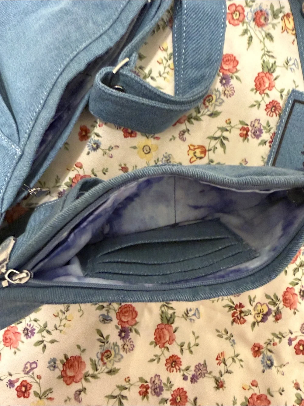SASH Denim-Style sling Crescent Shoulder Bag in Blue